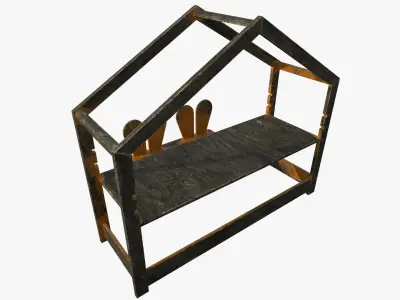 Kid Desk Chair Children Room Playing Room Equipment 3D model