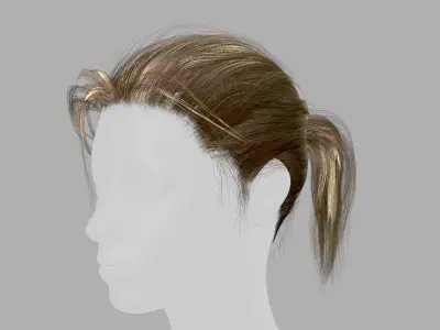 Realtime Hair Ponytail Low-poly 3D model