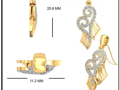 Pendant 3dm stl FBX OBJ Render Detail diamond gold 3D print model