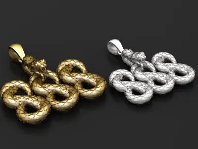 GOLDEN SNAKE PENDANT 3D PRINTABLE MODEL  3D print model