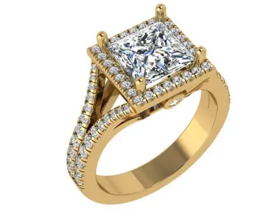 Square Halo Split Shank Ring 4467 3D print model