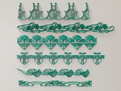 Art Nouveau ornaments pack  3D print model