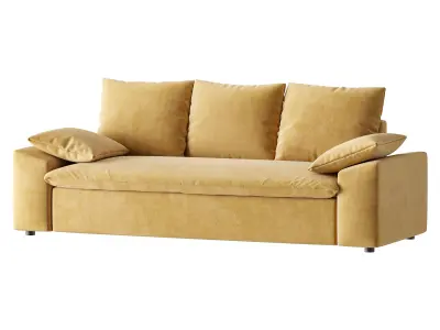 WHITE PERFORMANCE LINEN SLEEPER SOFA 3D model