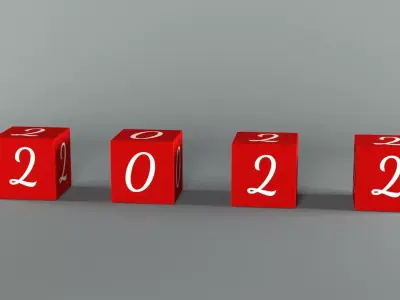 Decorative cubes 2022 Red Low-poly 3D model