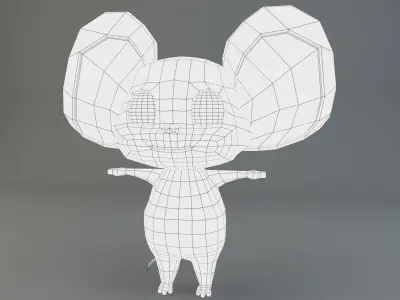 Cartoon Mouse Gray Low-poly 3D model
