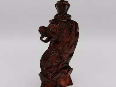 Wooden dragon statue from indonesia - Photoscan Low-poly 3D model