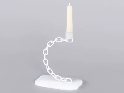 Alphabet C White Chain Candleholder 3D Model True 4K PBR Render Low-poly 3D model