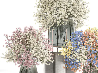 Bouquet of flowers in a vase for decoration 105 3D model