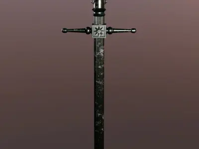 StreetLamp01 outdoor lamp post with light Low-poly 3D model