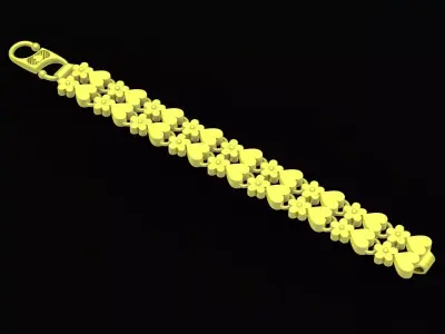Luxury Floral Link Bracelet Jewelry Design 4147 3D print model