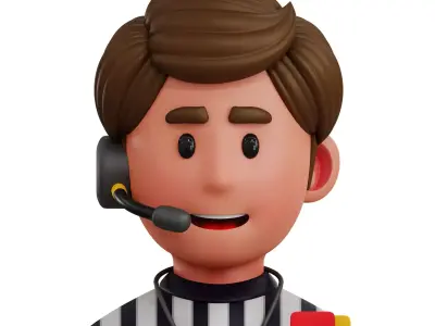 Referee Avatar 3D Icon Low-poly 3D model
