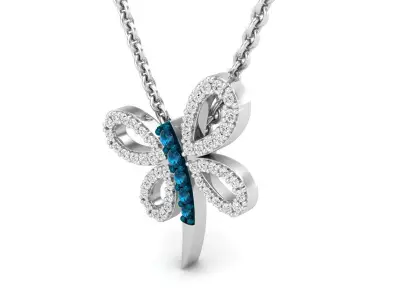 AV Round Diamond Womens Dragonfly Pendant 3D print model