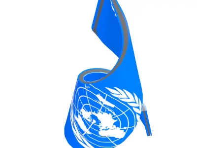  United Nations Flag on helix structure 3D model