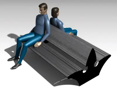 Double street bench Free 3D model