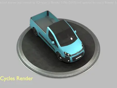 City Car 65 Utility Vehicles Van Pickup 1500 Type-D Blue Low-poly 3D model