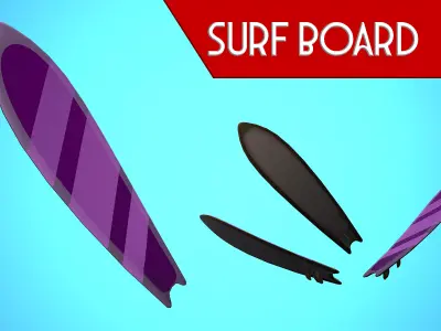 SURF BOARD 08 CARTOON STYLIZED Low-poly 3D model