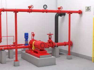 Fire Pump Room 3D model