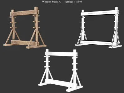 Medieval Decoration Weapon and Armor Stands Low-poly 3D model