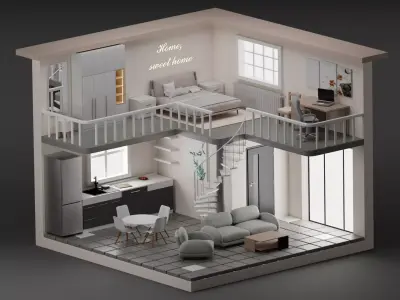 Apartment interior 3D model purchase