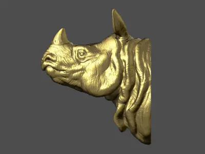 Indian rhinoceros bust 3D print model
