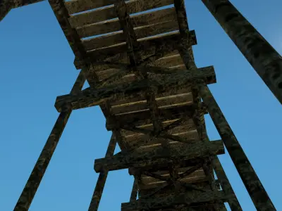 Timber Roman Bridge Low-poly 3D model