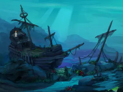 Game Cartoon Undersea City - Shipwreck 02 3D model