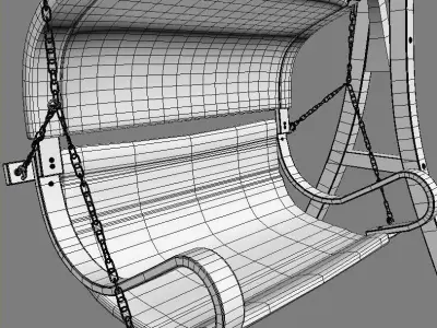 Wooden Swing with Roof 8 3D model