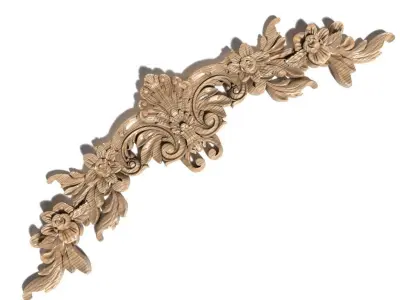 Cartouche-019 ornately carved decorative piece 3D model