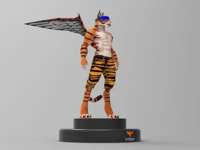 Meta Tiger Character Low-poly 3D model