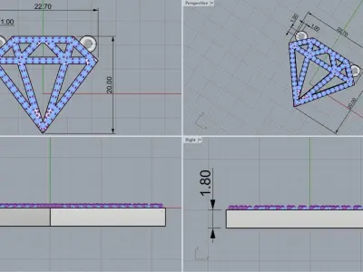 Diamond pendant 258 3D print model