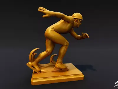 Golden Short Track Statue Low-poly 3D model