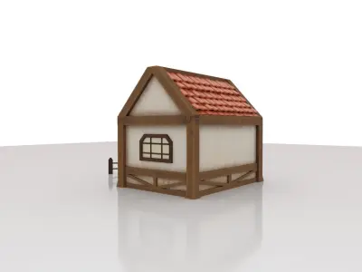Little village house Low-poly 3D model