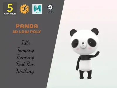 Stylized Panda Animated v001 Low-poly 3D model