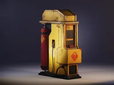 Gas station Low-poly 3D model