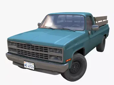 Farmer pickup truck Low-poly 3D model