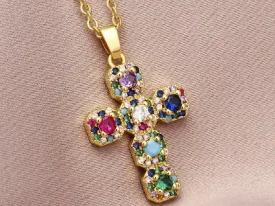 New Style pendant cross with stones diamond 3D print model 3D print model