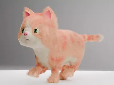 Rigged Cat Animated Low-poly 3D model