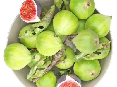 Bowl of green figs 3D model