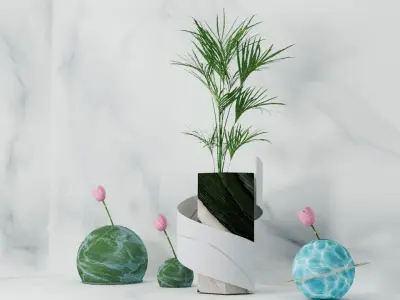 Modern Stylized Vase Set Free 3D model