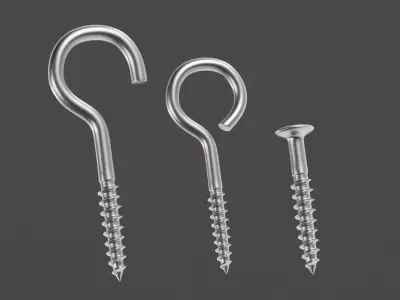 Screw hooks 02 Low-poly 3D model