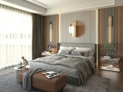 Modern Bedroom Scene 33 3D model