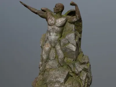 Man statue Low-poly 3D model