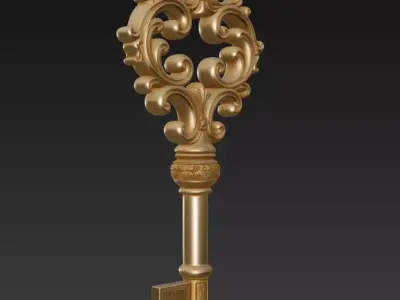 Royal Baroque Key - Elegant Ornamental 3D Decorative Model 3D print model
