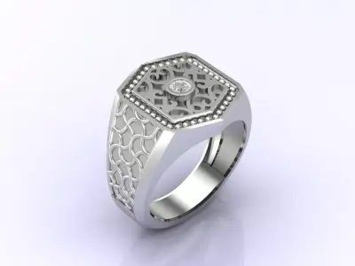 Print Ready STL 3DM  Gents Rings Diamond Men Ring  3D print model 56