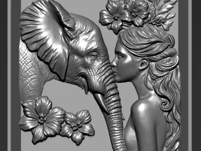Elephant and a Girl A53 3D print model