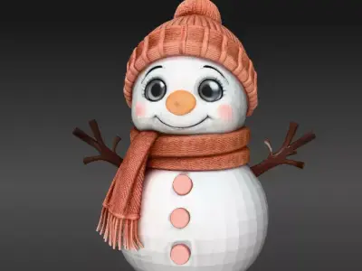 Cute Snowman Buddy Adorable Winter Mini Figurine 3D Model Print 3D print model