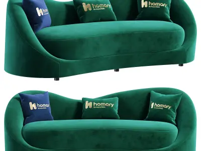 Luxury Green Velvet Upholstered Sofa by Homary 3D model