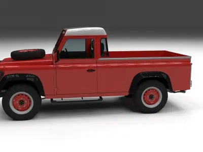 Land Rover Defender 110 Pick Up w interior 3D model