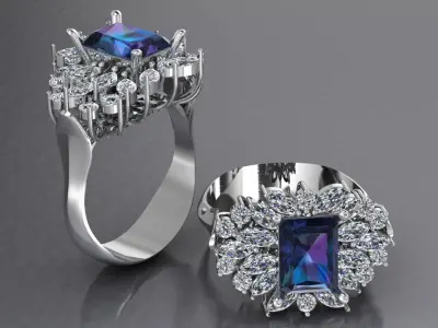 marquise diamond ring 01 3D print model