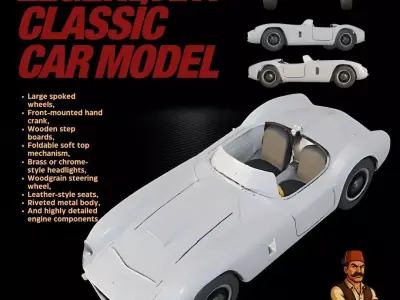 Retro Style Classic Car Model  3D Collectible Piece 3D print model